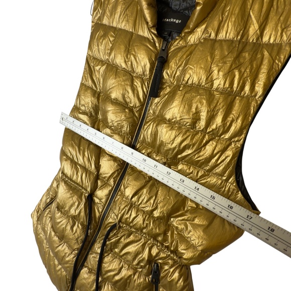 Mackage Metallic Gold Down Puffer Vest Lightweight Luxury Outerwear Small - Picture 6 of 13